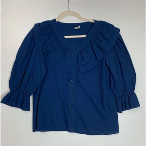 Square Dance Blouse S Ruffle MALCO MODES Rockabilly Swing  2333 Vintage 80’s USA
